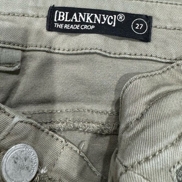 Blank NYC The Reade Crop Olive Green Zipper Pants Women’s 27 - Picture 3 of 6